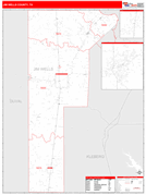 Jim Wells County, TX Digital Map Red Line Style